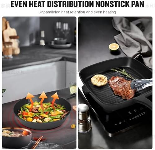 Pre-Seasoned Cast Iron skillets,2 Piece Durable Pots and Pans Set with Handle Covers for Grill, BBQ, Camping Fire, Stovetop, Kitchen and Camping Cookware - Image 3