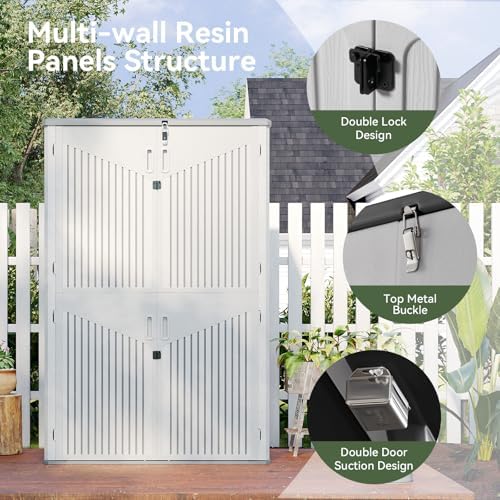 Aoxun Outdoor Storage Shed, 64 Cu.Ft Vertical Resin Sheds, White - Image 2