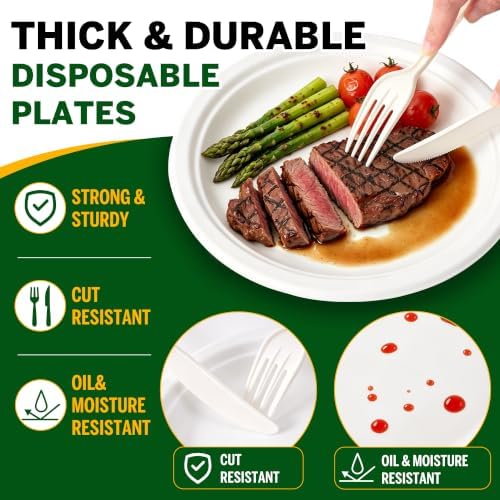 250PCS Disposable Paper Plates Set and Utensils, 9 and 7inch Plates - Image 5