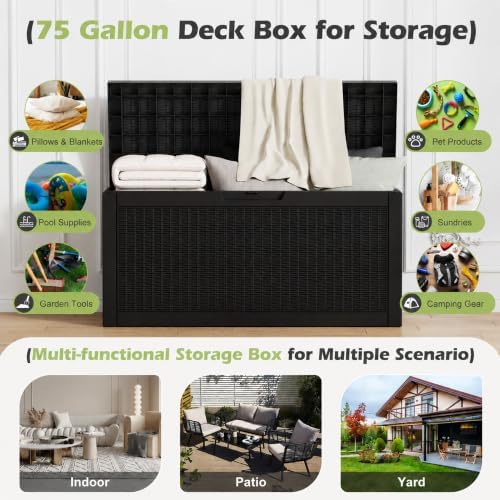 KAMABOKO Outdoor Storage Box, 75 Gallon Deck Box Outdoor Waterproof - Image 3