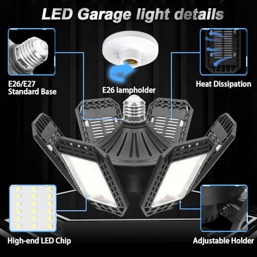 AUDLES LED Garage Lights 4 Pack, Garage Lights Ceiling LED 20000LM 6500K - Image 2