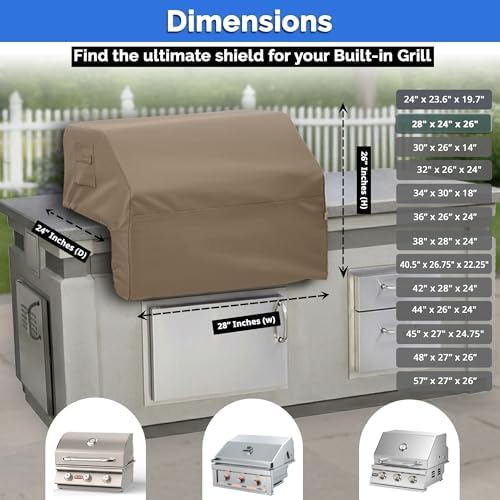 Covers & All Built-in Grill Cover for Outdoor Grill – Heavy Duty 12 oz Waterproof Built-in BBQ Grill Cover, PVC-Coated Polyester with Elastic Hem for Snug Fit (28 x 24 x 26 inches, Beige) - Image 7