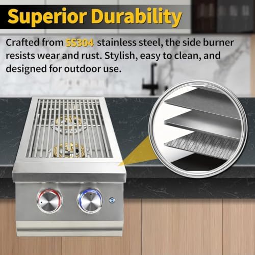 Double Side Burner for Outdoor Kitchen, 2x17,000BTU Natural Gas Side Burner - Image 4