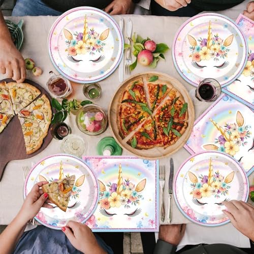 40Pcs Unicorns Birthday Decorations for 20 Guests Birthday Party Supplies Set Unicorns Plates and Napkins Magical for Girls Baby Shower Party Decorations - Image 5