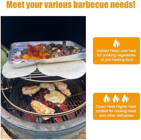 BBQ-PLUS Expander Rack Replacement Kit for XL Big Green Egg,Heavy Duty Stainless Steel 3 Tier 5 Piece Grill Basket Accessories with Removable Cooking Rack System Large - Image 5