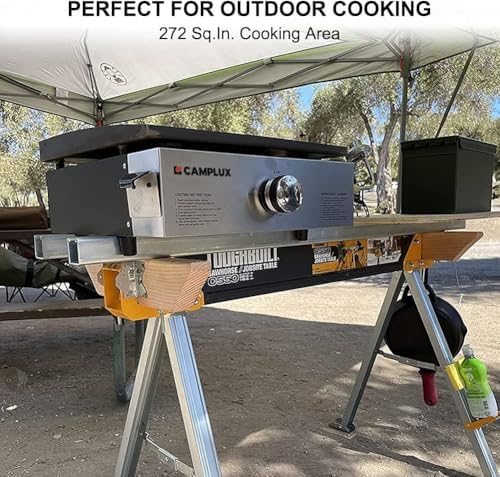 Camplux Propane Gas Grill,Flat Top Grill Station for Kitchen,Camping,Outdoor,Tabletop -Stainless Steel BBQ Griddle with Knobs & Ignition,17inch - Image 2