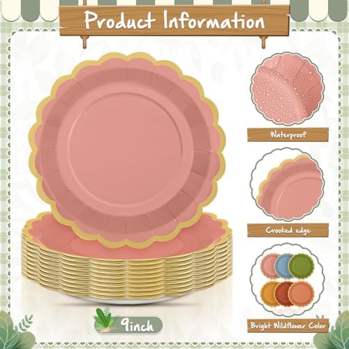 48 Pcs Bright Wildflower Color Paper Plates 9 Inch Scalloped - Image 4