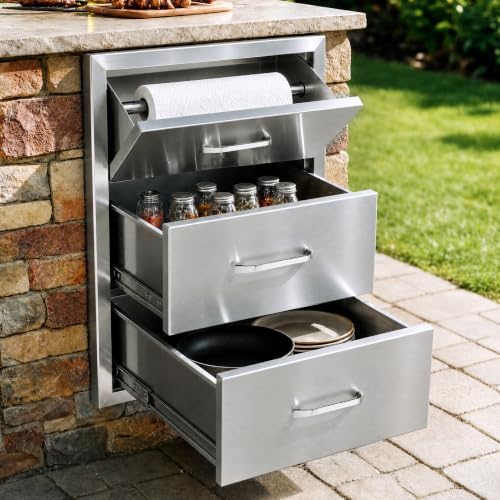 VEVOR Outdoor Kitchen Drawers 17"W x 30"H x 21"D Stainless Steel - Image 2