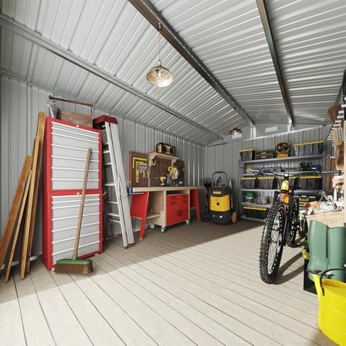Aoxun 10 x 12FT Outdoor Storage Shed with 2 Pack Motion Sensor Light, Brown - Image 3