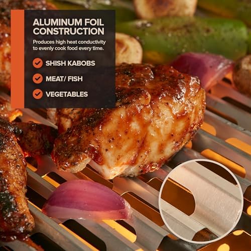 Stock Your Home 12 Pack Aluminum Grill Grate Liners, 12" x 20" No Mess Foil Disposable Grill Toppers for Outdoor Charcoal BBQs, Grilling Accessories - Image 4