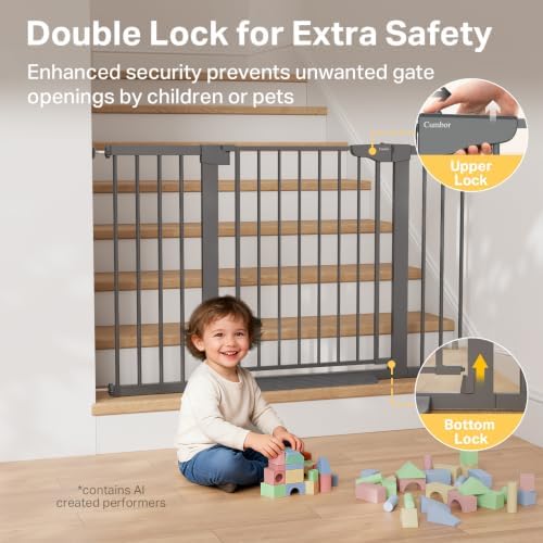 Cumbor 30-51.5 in Extra Wide Baby Gate for Stairs, Dog Gate, Cool Gray - Image 3