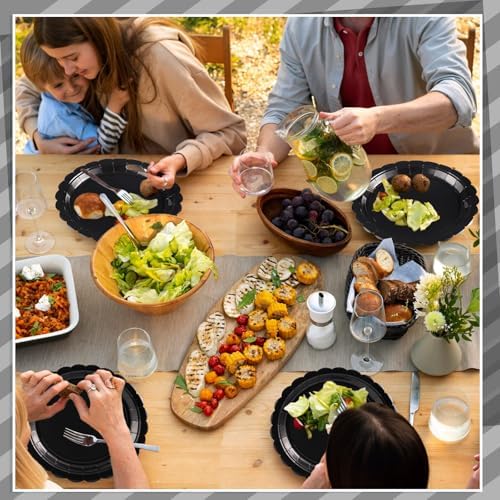 NatNarr 30 Pcs Black Paper Plates, 9 Inch Scalloped Disposable Black Graduation Plates Cute Dessert Dinner Plate for 2026 Grad Party, Wedding, Birthday, Picnic (Pack of 3) - Image 6