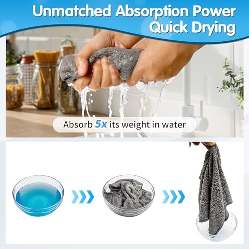 FIXSMITH Grey Microfiber Cleaning Cloth -Pack of 12, Highly Absorbent Cleaning Rags, 16"X12" All Purpose Cleaning Towels for Housekeeping, Kitchen, Car, Lint Free and Reusable Microfiber Towels - Image 6