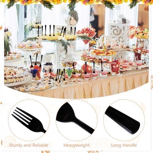 60 Pcs Black Disposable Plastic Forks Cutlery Heavy Duty Dinnerware Plastic Silverware Flatware for Home Office School Party Picnics Restaurant Outdoor Events or Every Day Use (Black) - Image 3