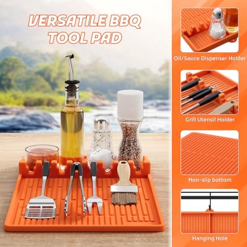 MealHelper Silicone Griddle Tools Mat, Grill with Seasoning Jars Holder - Image 6