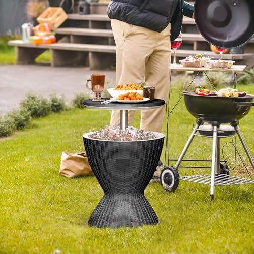 EasyUp Outdoor Cooler Bar Table, 8 Gallon, Black - Image 6