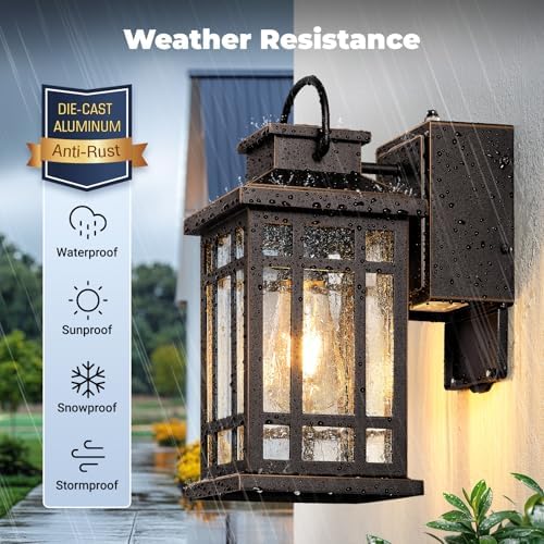 Porch Lights Outdoor with GFCI Outlet, Modern Oil Rubbed Bronze - Image 4