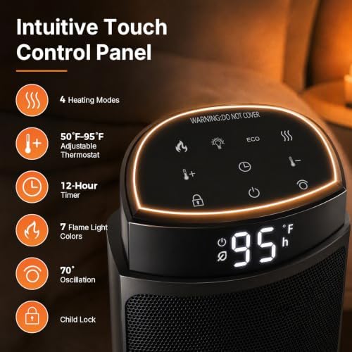 OLIXIS 23" Space Heater for Indoor Use, 70° Oscillation, 4 Modes - Image 5