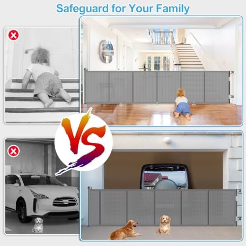 EZIGO 150 Inch Retractable Baby Gates Extra Wide Reinforced Baby Dog Gate - Image 4