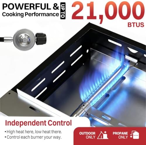 Pipopa 3-Burner Propane Griddle, Portable Flat Top Grill with Wheels & Hood - Image 4