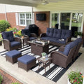 LayinSun 10 Pieces Outdoor Patio Furniture Set with Fire Pit Table by LayinSun
