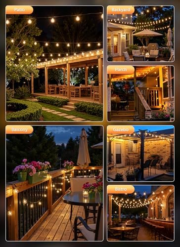 100Ft Outdoor String Lights with Remote, Dimmable G40 LED Bulbs, Waterproof - Image 6