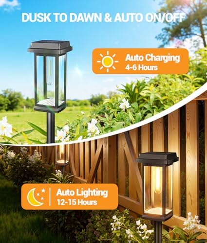 Solar Pathway Lights Outdoor, 12 Pack Upgraded Solar Garden Lights Solar Powered, Solar Lights Outdoor Waterproof IP65, 15 Hours Outdoor Solar Lights for Yard Patio Landscape Walkway Driveway Decor - Image 4