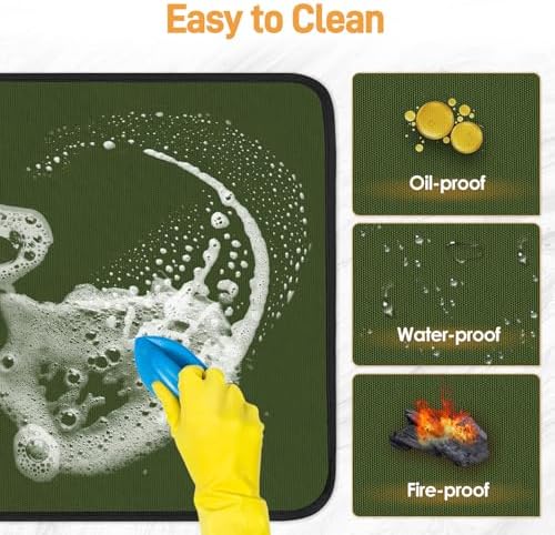 Heat Resistant Mats for Air Fryer on Countertop, 14 x 12in, Green - Image 5