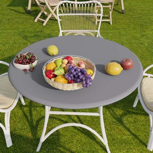 Romanstile Round Fitted Vinyl Tablecloth with Elastic Edge 100% Waterproof - Image 5