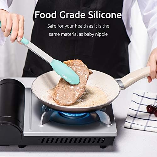 U-Taste Kitchen Tongs for Cooking, 600ºF Heat-Resistant Tps, 3Pcs/Aqua Sky - Image 4