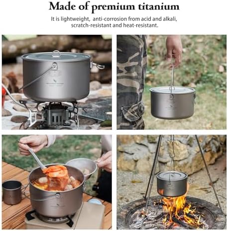 iBasingo 2.9L Titanium Pot Camping Cookware Campfire Billy Pot Ti2045C - Image 5