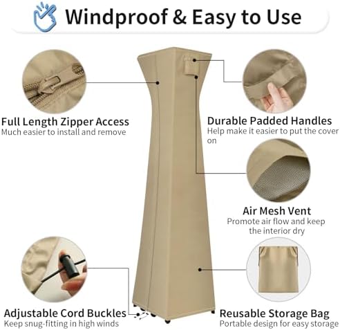 OutdoorLines Waterproof Patio Heater Covers with Zipper and Storage Bag, - Image 5