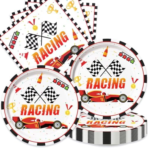 40pcs Race Car Plates and Napkins, Race Car Birthday Party Decorations for Race Car Theme Birthday party supplies by Frypeas