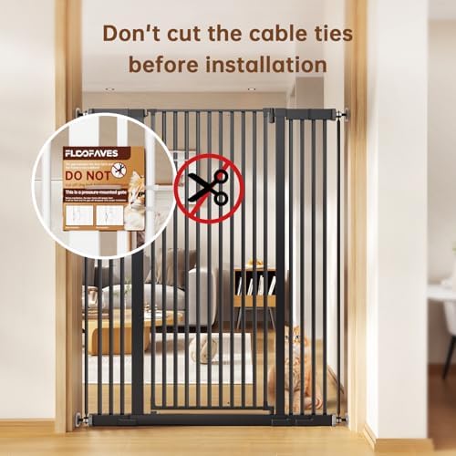 Fldofaves 57" Extra Cat Gate, Fits 29.5"-43" Wide Openings, Pressure Mounted Auto Close Tall Dog Gate with Ultra Narrow Bar Spacing, No Drill Dog Gate for Doorways, Stairs, Hallways - Image 5