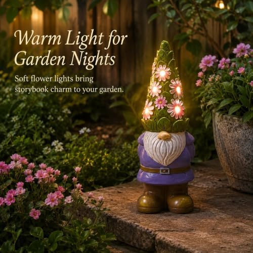 Solar Garden Gnome Statue: Outdoor Figurine with Succulent Lights - Image 7
