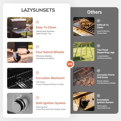 LazySunsets 4-Burner Propane Grill 49,000 BTU Stainless Steel，Black - Image 7