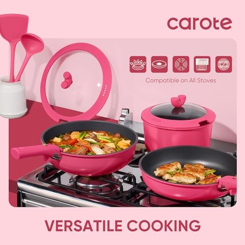 CAROTE 15pcs Pots and Pans Set Non Stick, Cookware Set Detachable Handle - Image 5