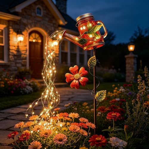 SRNPMIU Solar Watering Can Light, Hummingbird Outdoor Decor Lights - Image 5