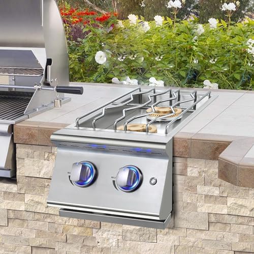 Double Grilling Side Burners for Outdoor Kitchen, 2 * 17,000BTU Liquid Propane Burners, Convertible to Natural Gas, Duty Heavy 304 Stainless Steel, Built-in Side Burner for BBQ Island Grill - Image 7