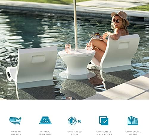 Ledge Lounger Pool Side Table, Ice Bin with Umbrella Hole & Lid - Image 2
