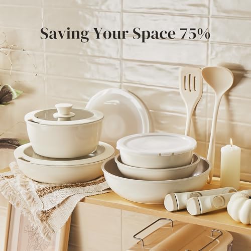 Redchef 16pcs Ceramic Pots and Pans Set, Detachable Nonstick Cookware Set - Image 5