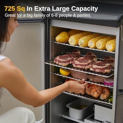 EAST OAK 30" Outdoor Electric Smoker with Side Chip Loader for up to 6x Longer Uninterrupted Smoke, 725 sq in Large Cooking Area, Digital 12-Hr Timer & Easy-Rolling Wheels - Image 5
