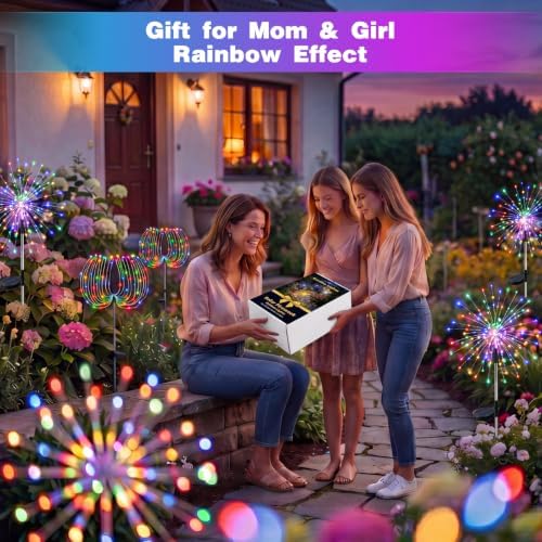 btfarm 3 Pack Solar Garden Lights Outdoor, 8 Modes Firework Lights Outside - Image 4