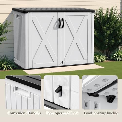 Patiowell 26 Cu.ft Resin Outdoor Storage Cabinet with Lockable Door, White - Image 6