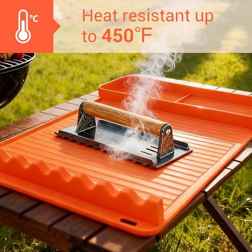 Silicone Grill Mat for Blackstone Griddles 2 Pack, Orange - Image 5