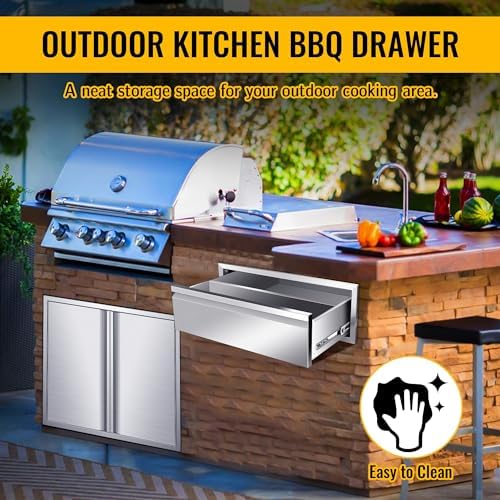 Outdoor Kitchen Drawers Stainless Steel 30W X 10H X 23D Inch, Flush Mount Single BBQ Island Drawers with Hidden Handle for Outdoor Kitchens, Patio or Grill Station - Image 6