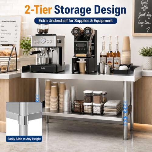 Stainless Steel Equipment Stand, 36 x 28 x 26 Inch Work Table - Image 6
