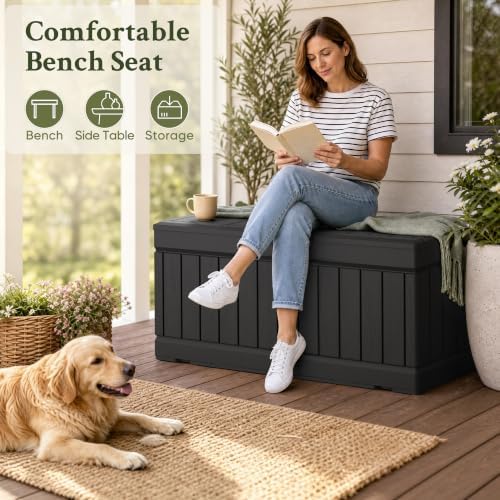 Devoko 78 Gallon Deck Box, Waterproof Resin Outdoor Storage Box - Image 6