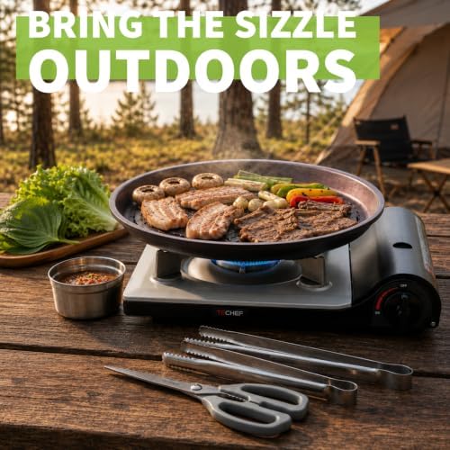 TECHEF - Stovetop Korean BBQ Non-Stick Grill Pan with Agni Portable Gas Stove Burner, Made in Korea (Grill Pan w Stove) - Image 6