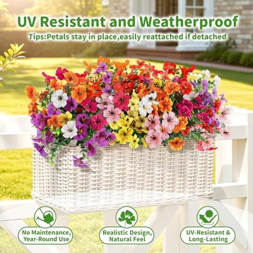 Artificial Outdoor Flowers, UV Resistant Waterproof Faux Plants, 20 Bundles - Image 4